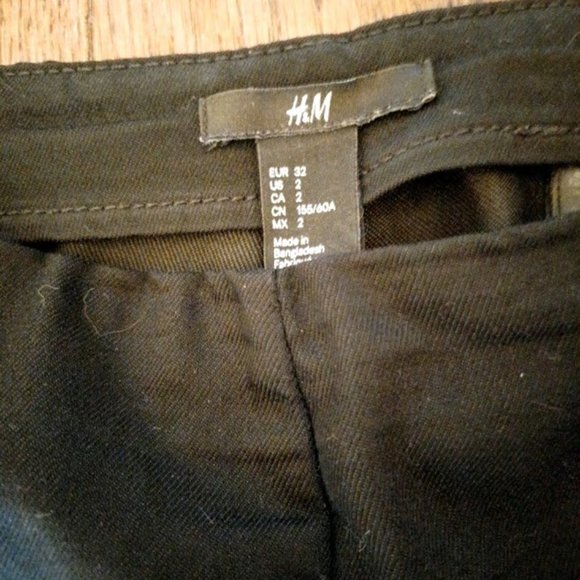 H&M Black Cotton Blend Seamed Front Side Zip Skinny Pants - Women's US 2 - Picture 3 of 5